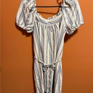 LOFT Blue and White Striped Dress